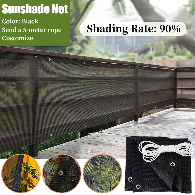 HDPE Anti-UV 90% Black Sunshade Net Outdoor Awning Garden Succulent Plant Shade Cover Car Shade Shed Swimming Pool Shade Cloth