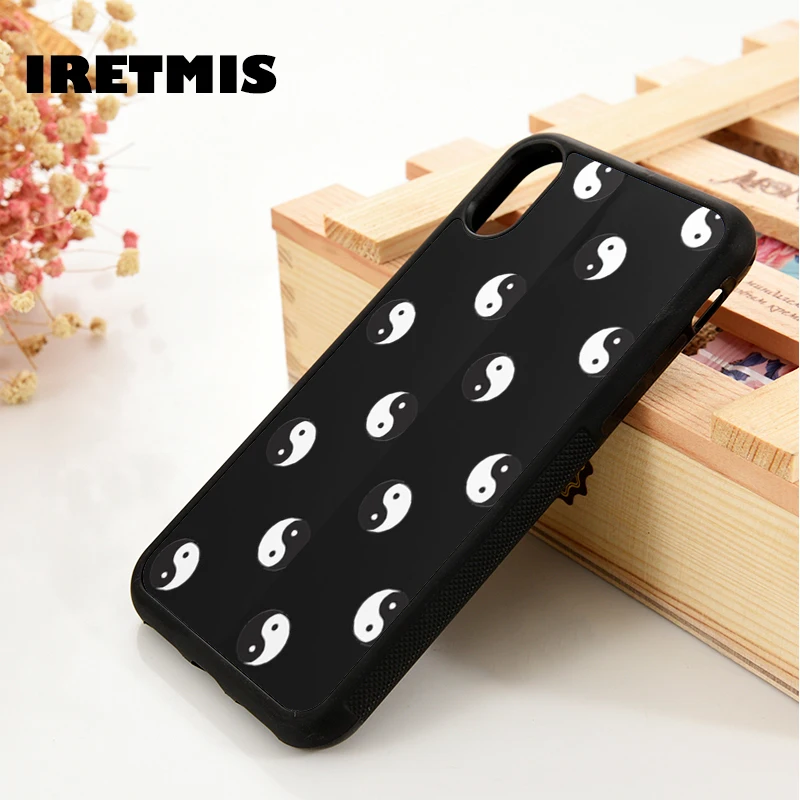 Iretmis 5 5S SE 2020 6 6S Rubber Phone Case Cover for iPhone 7 8 Plus X Xs 11 12 MINI Pro Max XR Black & White Yin Yang Pattern