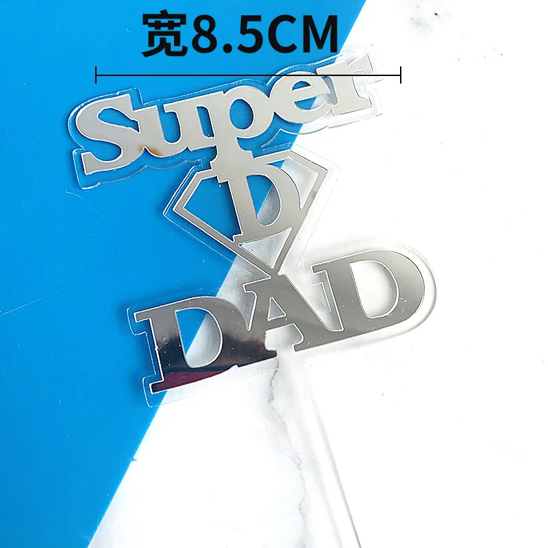 New Best Dad Acrylic Happy Birthday Cake Topper Gold Super Father Birthday Cake Topper for Daddy Birthday Party Cake Decorations