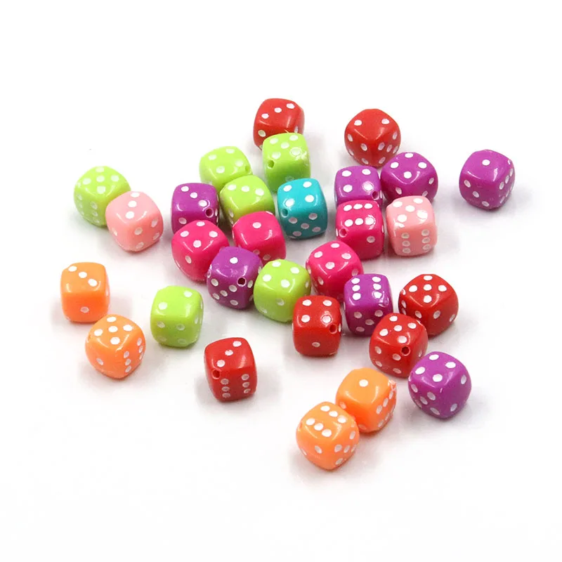 50Pcs Dices 8mm 5 Color Plastic Gaming Dice Standard Six Sided Decider Spacer Beads For DIY Jewelry Making Handmade