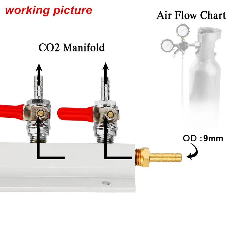 Multi-way CO2 Gas Distribution Manifold Splitter, 2/3/4 Way Home Brew Check Valves Draft Beer Kegerator 5/16 Barb,9mm fittings