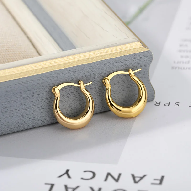 

Round Stainless Steel Earrings for Women Gold Color Hoop Earrings 2024 Trend Ear Rings Wedding Band Couple Jewelry aretes mujer