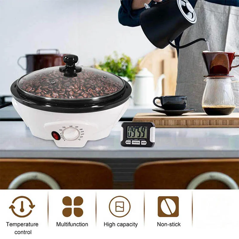 500g Electric Coffee Roaster Multifunctional Nut Peanut Cashew Chestnuts Roasting Non-stick Coffee Bean Roaster