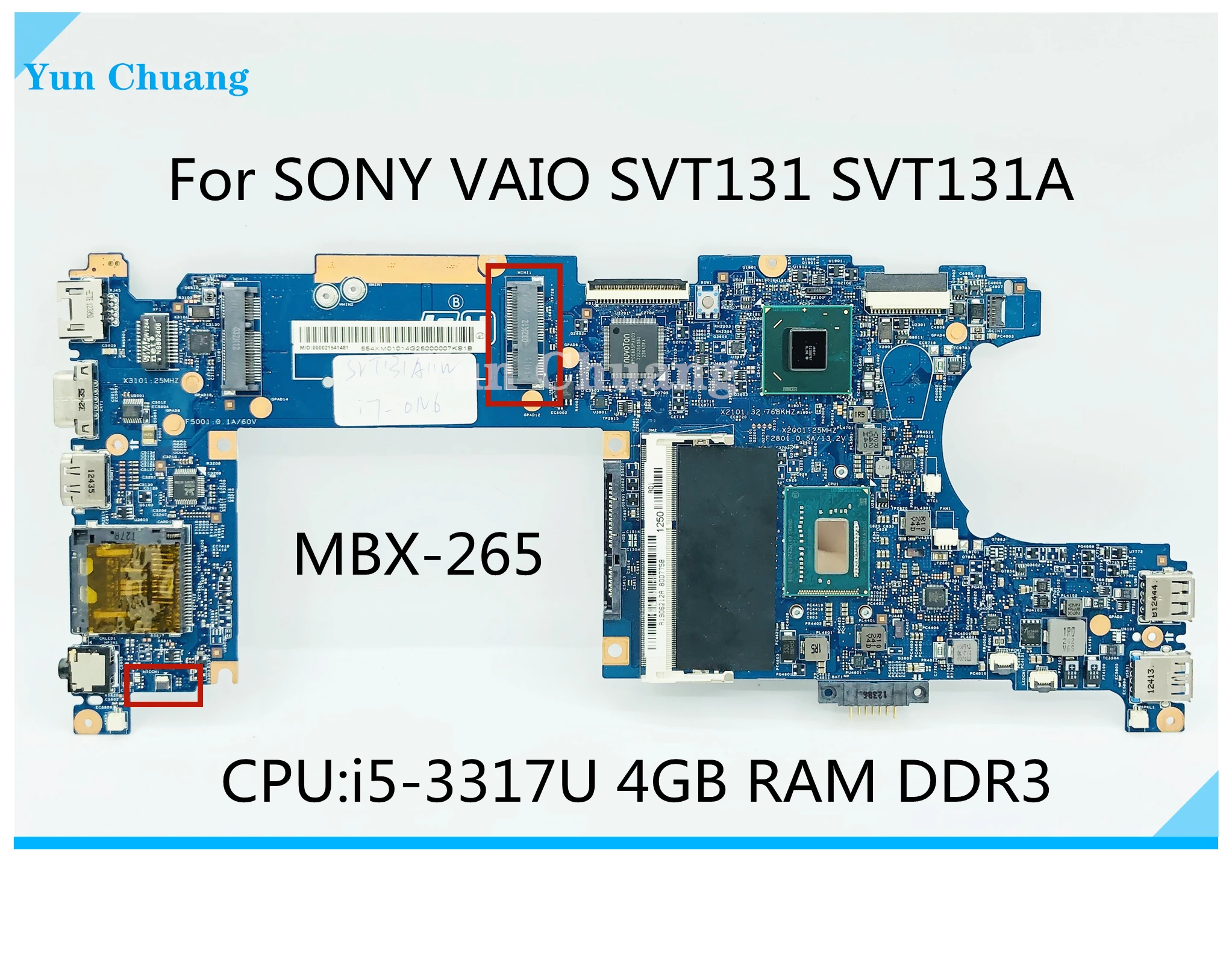 

S2203-1 MBX-265 материнская плата для SONY VAIO SVT131 SVT131A MBX-265 материнская плата для ноутбука с процессором i5 i7 4 Гб ОЗУ HM77 100% полностью протестирована