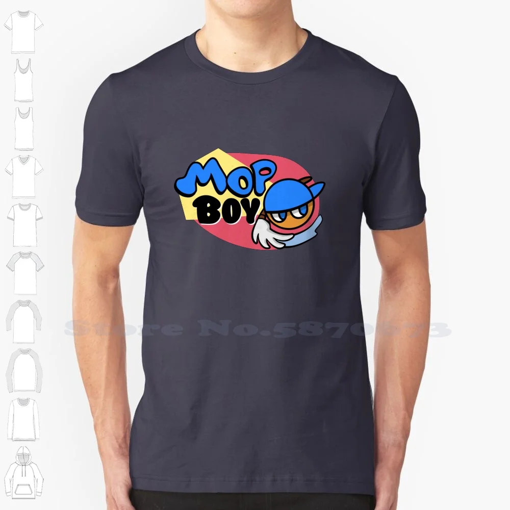 Mop Boy Logo W / Color 100% Cotton T-Shirt Mop Boy Pizza Video Games Cute Colorful Cartoon Retro Kid Cool Game Art Indie Oc