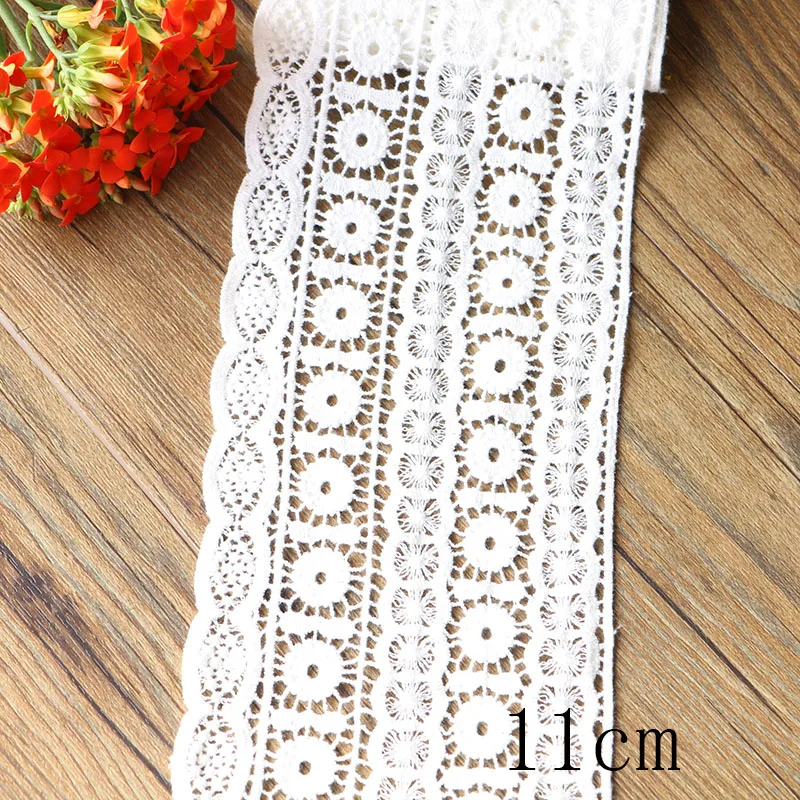 1 yards of white beautiful cotton lace fabric with satin with sewing manual DIY lace sewing supplies