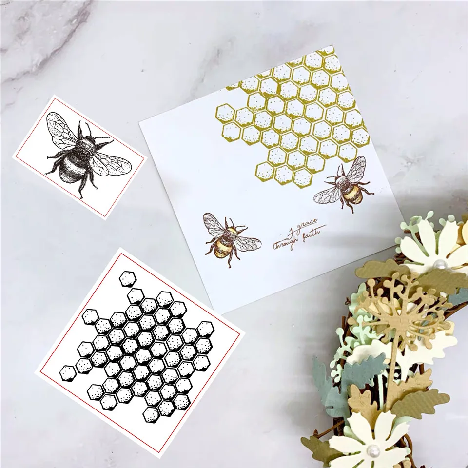 Pszczoły i o strukturze plastra miodu przezroczysty czysty stempel uszczelnienie dla Album na zdjęcia DIY do scrapbookingu dekoracyjne tworzenie