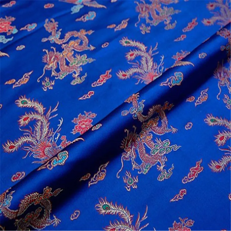 Fábrica chinesa atacado tecido jacquard brocado design dragon phoenix cortina roupa de cama