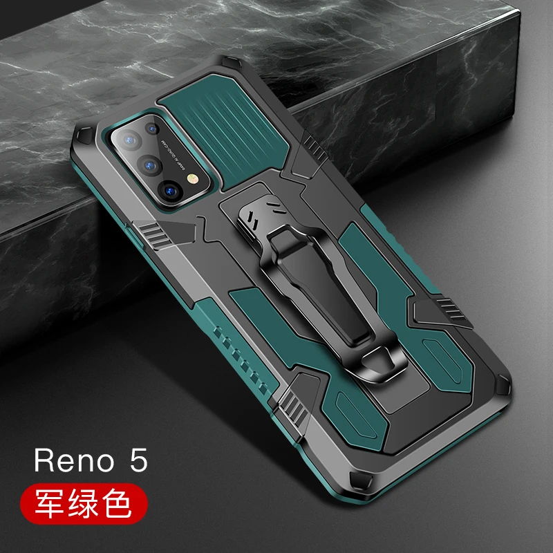 Shockproof Armor Case for OPPO Reno 5, Belt Clip, Holster Cover for OPPO Reno 5, 4G, 5G, CPH2145, CPH2159