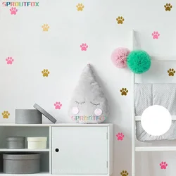 Dog Cats Footprint Wall Stickers Water color Paw Print Decals Wall Picture for Kid's Nursery Room Christmas Decorations For Home