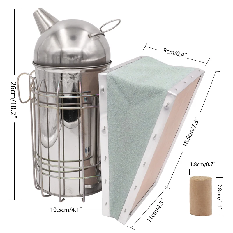 Stainless Steel Manual Bee Hive Smoker Transmitter Kit With Galvanized Sheet Beekeeping Tool Apiculture Smoke Sprayer or a bomb