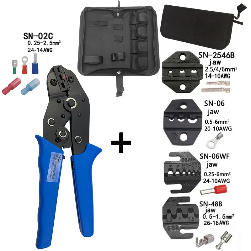 0.25-2.5mm 4 Jaw crimping pliers Kit For Self Adjustable Crimping Hand Pliers Electrical Wire Terminals Crimper Hand Tool Set