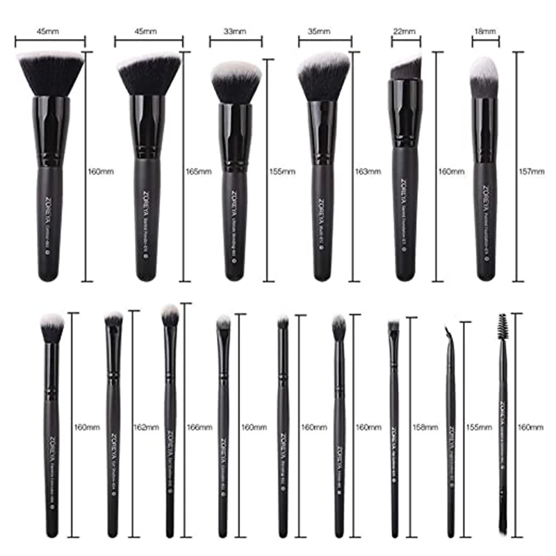 ZOREYA 15pcs Makeup Brushes Set Woode Foundation Blush Natural Soft Eyeshadow Professional Cosmetic Brush Make Up Eyelash Tools