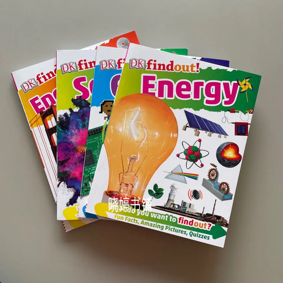 4 Books/set English Encyclopedia findout Science/Coding/Engineering/Energy science and technology aged 6 to 12 Baby English Book