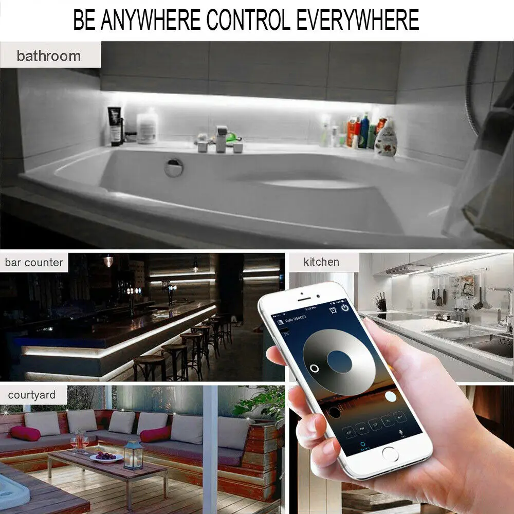 2 Pin WiFi Controller Timer Dimmer for Warm White Cool White Single Color LED Strip Lights for Alexa Assistant