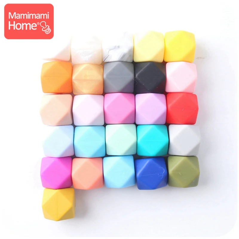 mamihome 5pc Baby Nursing Teether 17mm Silicone Octagonal Bead Can Chew DIY Jewelry Pram Toy Nursing Accessories Baby Teethers