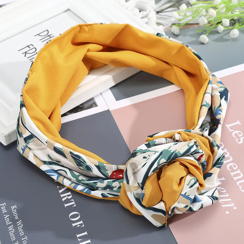 Levao Flower Printing Bandana Wire Headband Knotted Fashion Scarf Hairbands Hair Accessories for Women 2022 New Headwear