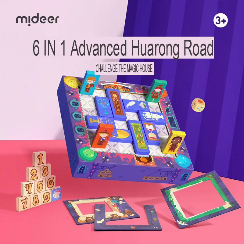 

Mideer Magnetic 6 In 1 Advanced Digital HuaRong Road Challenge The Magic House Mathematical Sliding Puzzle 1~4 Players Kids 3Y+