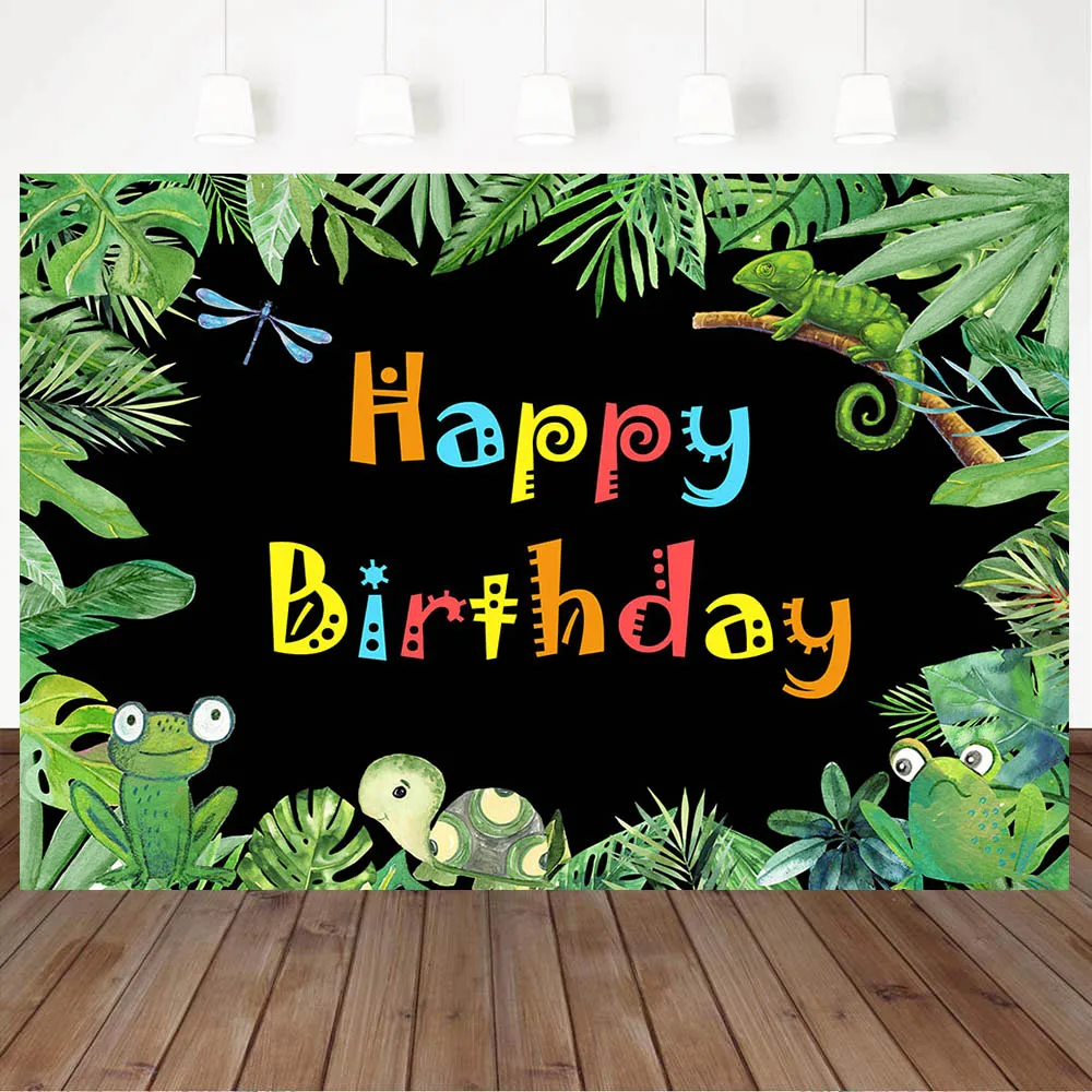 

Mocsicka Forest Jungle Birthday Backdrop for Photography Green Leaves Animal Child Birthday Party Photo Background Decoration