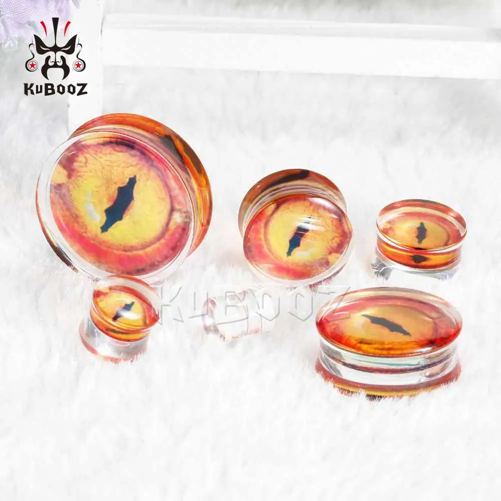 Kubooz New Transparent Acrylic Ear Expanders Earrings Animal Logo Jewellery Body Gift Simple Style Strechers Sell In Pair