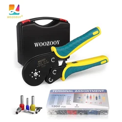 WOZOBUY VXC9 16-6 Hexagonal Wire Crimper Crimping Plier Tool Set Ferrules Ratcheting&Self-adjustable with 1900pcs Wire Terminals