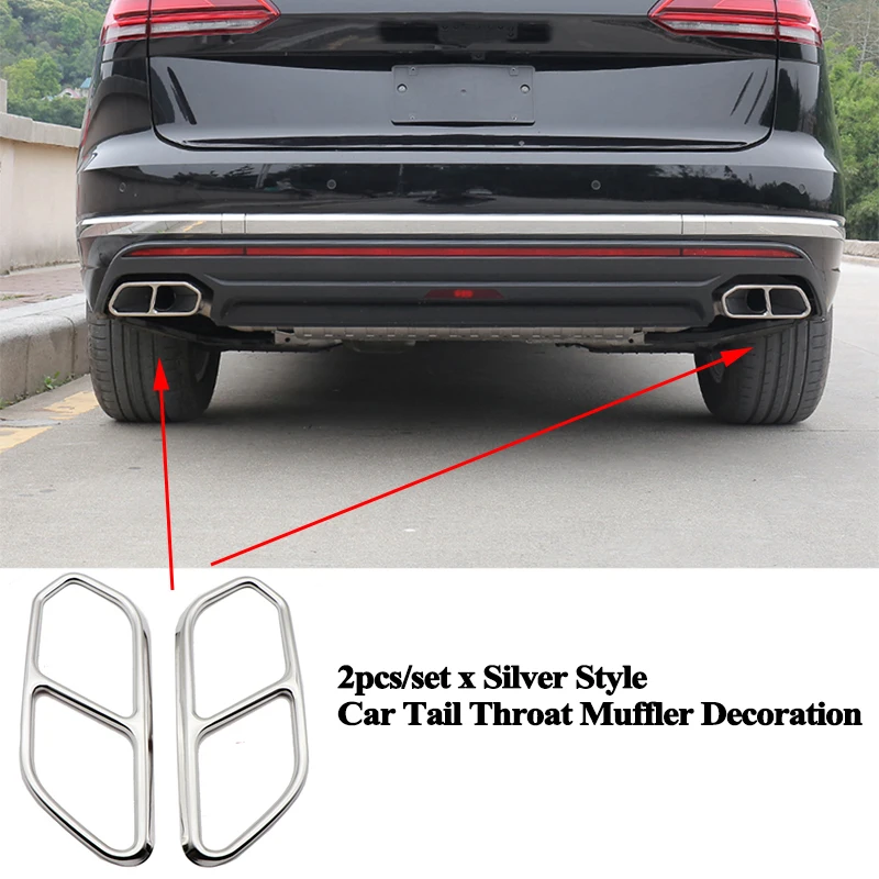 2pcs/set Rear Car Exhaust Tail Throat Muffler Decoration Cover Accessories for VW Volkswagen Touareg 2019 2020 2021 2022 2023