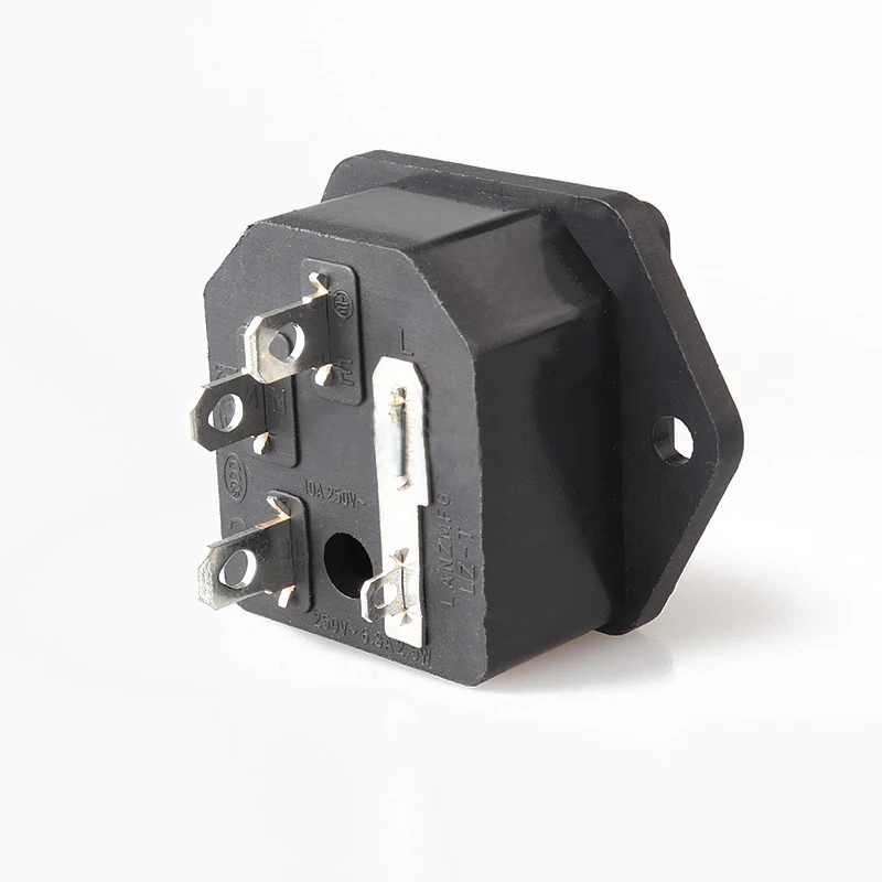 LZ-14-F1S-4P Cooper Plated Extension Socket 10A 250V 4Pin Fuse Holder Electrical Safety Accessory