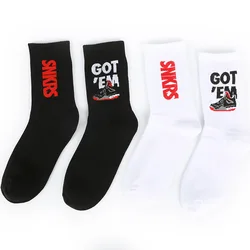 성인 코튼 블랙 화이트 크루 양말, 탑 슈즈, 로고 SNKRS GOT ME EM 농구 맨 게임, 스포츠 스쿨 팝 스트리트 스니커용