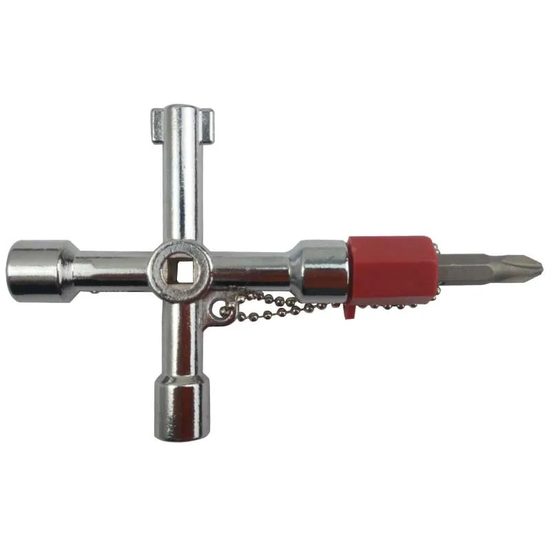 Llave cruzada Universal multifunción 4 en 1, llave triangular para tren, válvula de gabinete de ascensor eléctrico, aleación, cuadrada