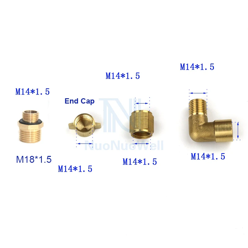 Nuonuowell 1Pc Koperen Pijp Mannelijke Vrouwelijke Schroefdraad Verminderen Connector Messing Adapter M14 M18 M22 1/2''