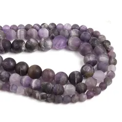 Natural Stone Beading Matte amethysts Round Loose Beads Isolation beads For jewelry making DIY bracelet necklace accessories