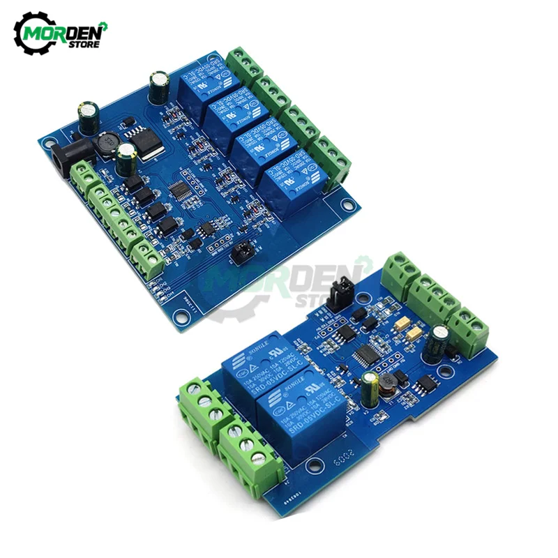 7-24V Modbus RTU Protocol 2 4 Channel Relay Module Onboard 5V 10A/250V AC DC Relay RS485 Communication TTL UART Interface