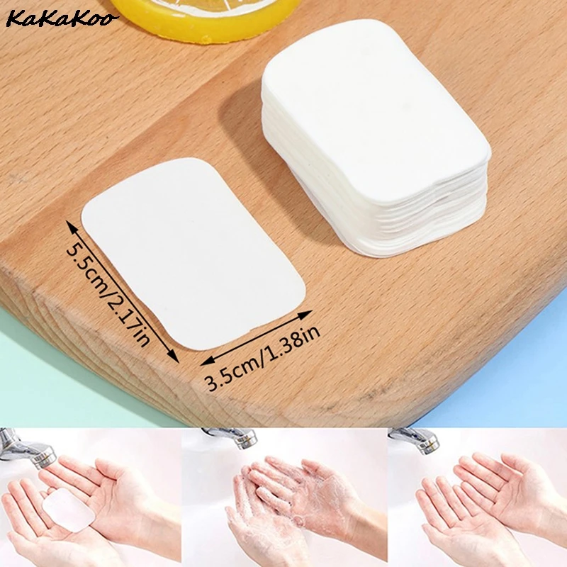 100Pcs/Box Travel Hand-washing Soap Paper Multifunctional Aroma Sliced Cleaning Paper Disposable Boxed Mini Soap