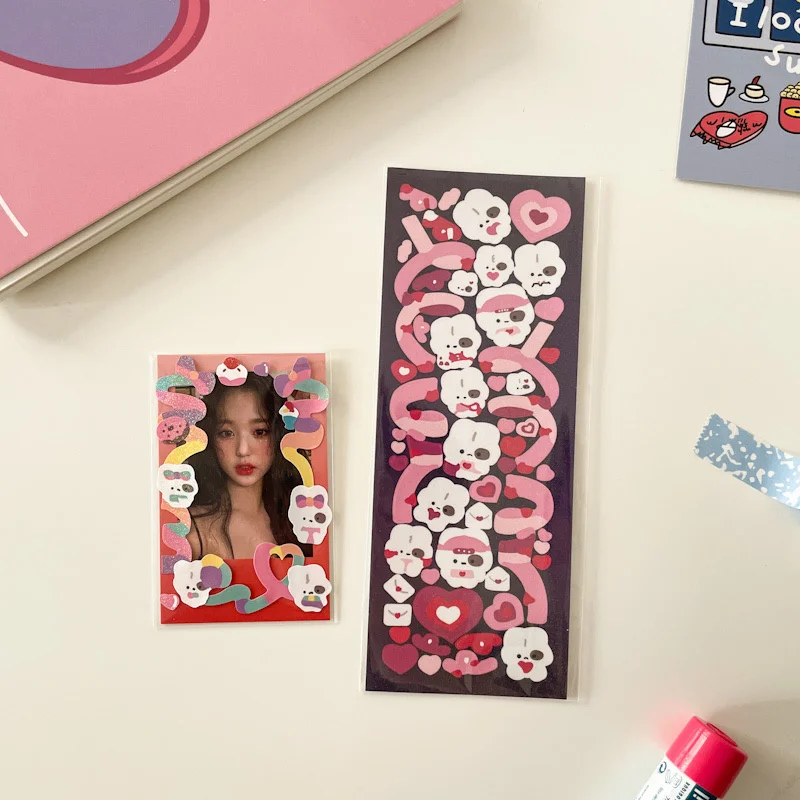 1Pc Ins Laser Color Ribbon Sticker Kawaii Rabbit DIY Scrapbooking Mobile Phone Computer Decoration Stickers Stationary Supplies