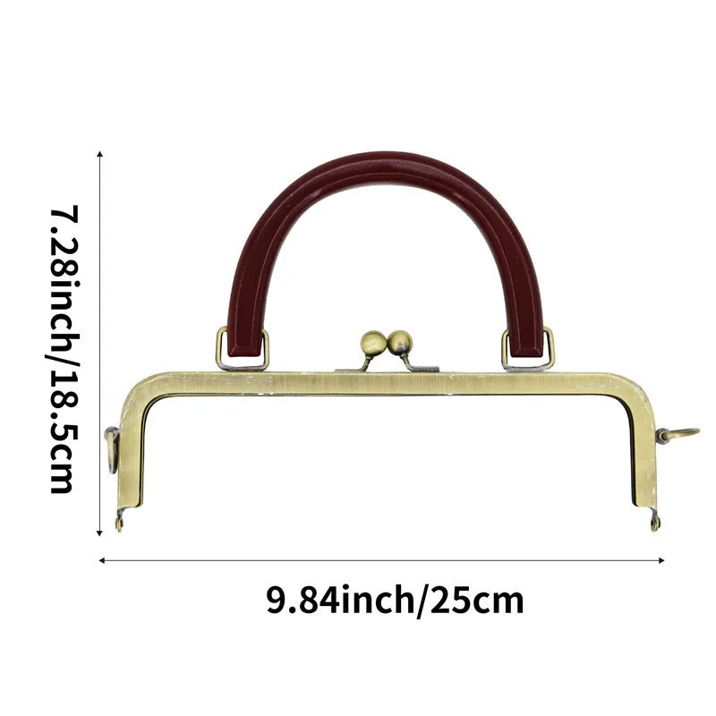 5Pcs 20/25cm Natural Wood Handle Metal Screw Purse Frame Clutch Bag Accessory Kiss Clasp Lock Bronze Flat Frame HandBag Hardware