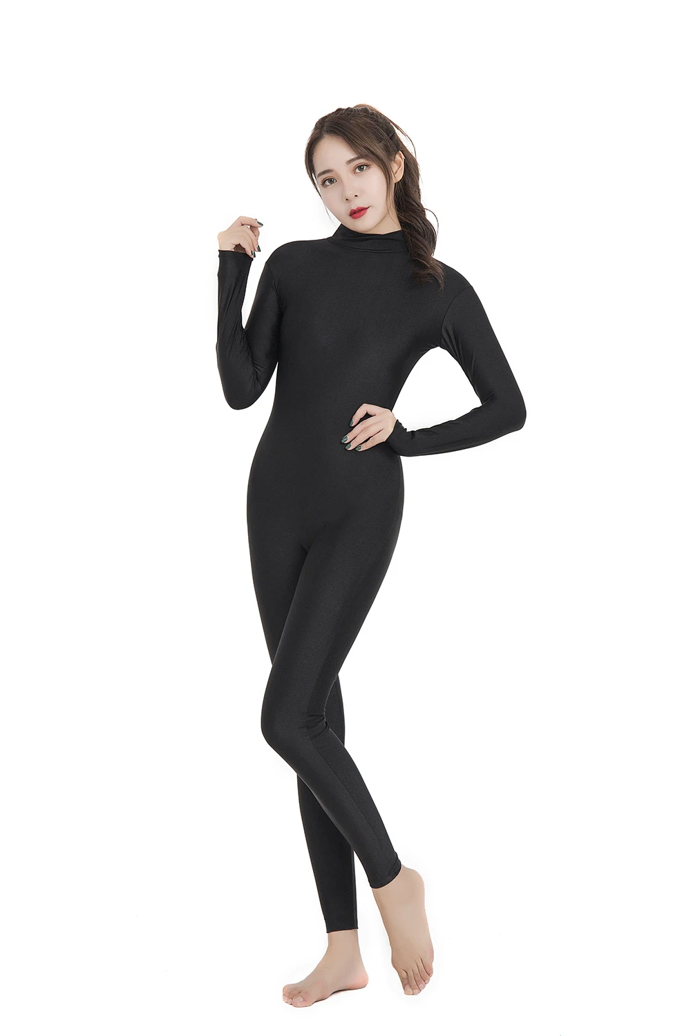 Speerise donna dolcevita balletto Dancewear Unitard manica lunga Spandex Yoga Wear ginnastica uomo Zentai body Cosplay