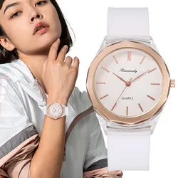 Relojes minimalistas blancos para mujer, pulsera de silicona con tira Simple, esfera de uñas, reloj de cuarzo, envío directo