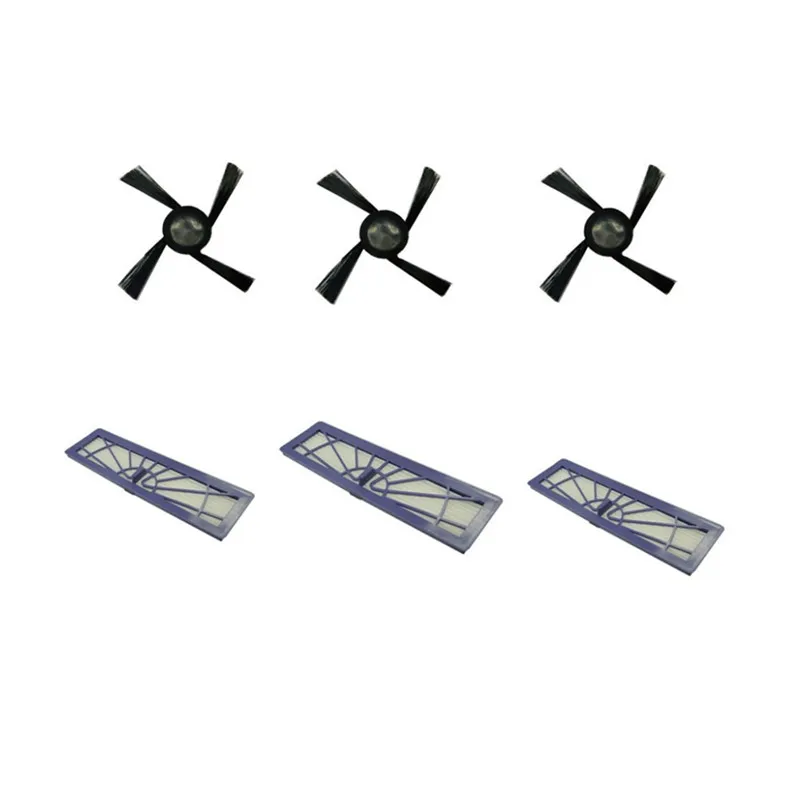 3 피스 사이드 브러쉬 & 3 피스 교체 용 고성능 필터 Neato BotVac 70e 75 80 85 진공 청소기 액세서리