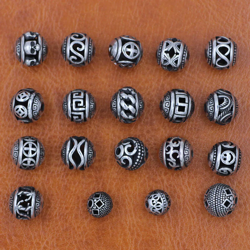 2pcs/lot Vintage Hollow Bead Fit Original Charm Bead 2.0mm Hole 316l Stainless Steel Bracelet DIY Jewelry Making Gift
