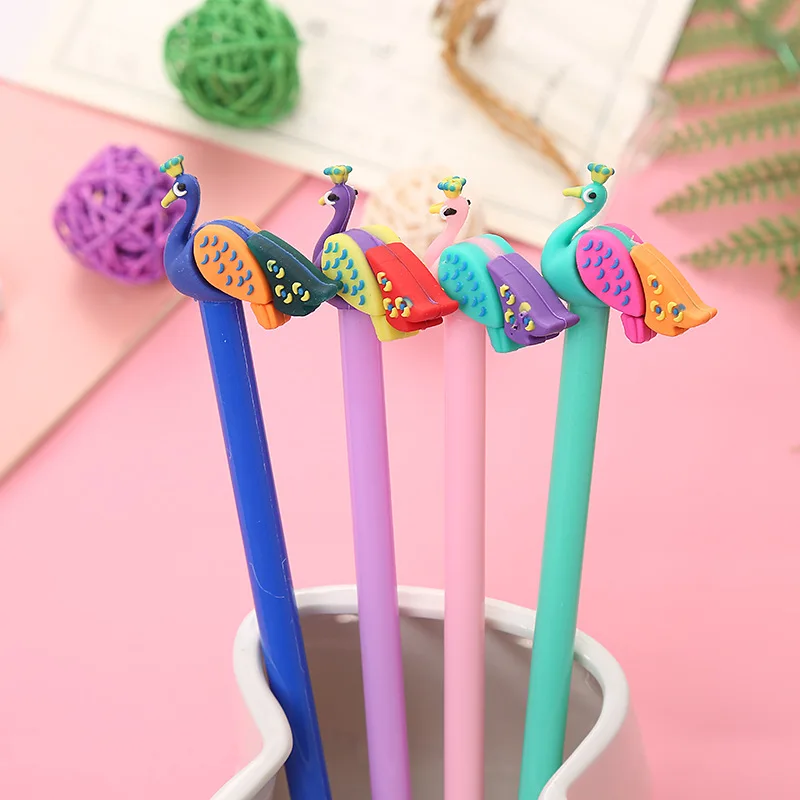 

60 Pcs Per Set Cartoon Peacock Gel Pen Creative Learning Stationery Office Supplies Sign Pen Student Examination Gel Pen