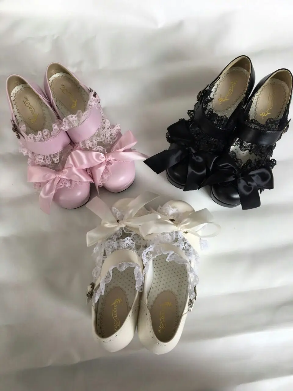 New Japanese Sweet Lace Lolita Princess Shoes Cute Bow Round Head Black Waterproof Platform College Women Shoes