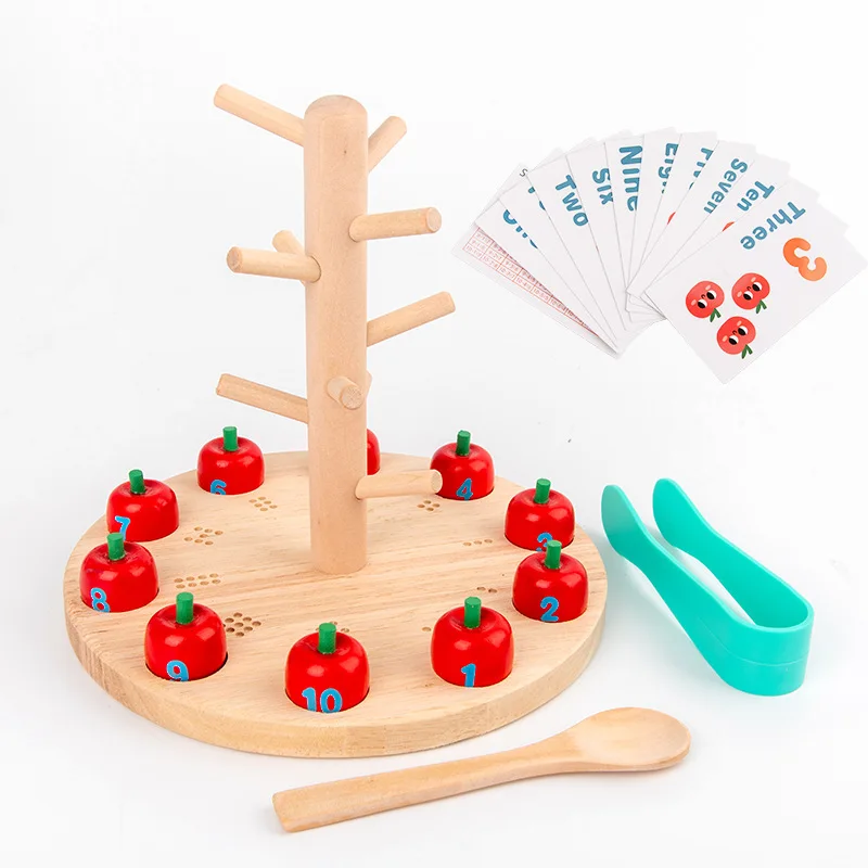 Montessori Digitale Apple Tree Onderwijs Math Toys Kinderen Baby Leren Digitale Clip Kralen Vaardigheden Training Vroege Educatief Spel