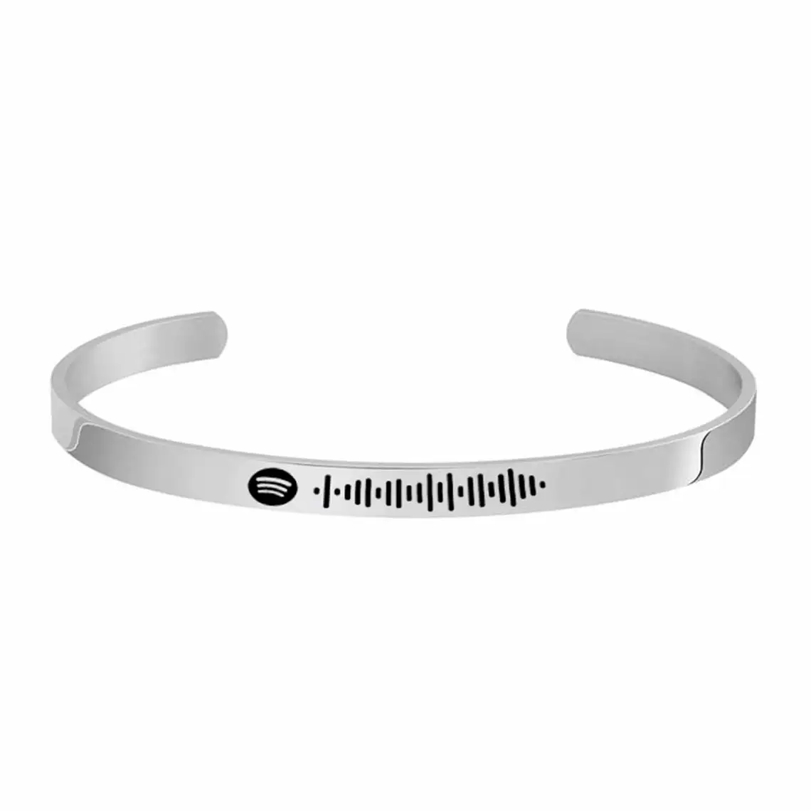 Personalized Music Spotify Scan Code Cuff Bangle For Women Stainless Steel Bracelet Custom Laser Engraving Spotify Code Jewelry