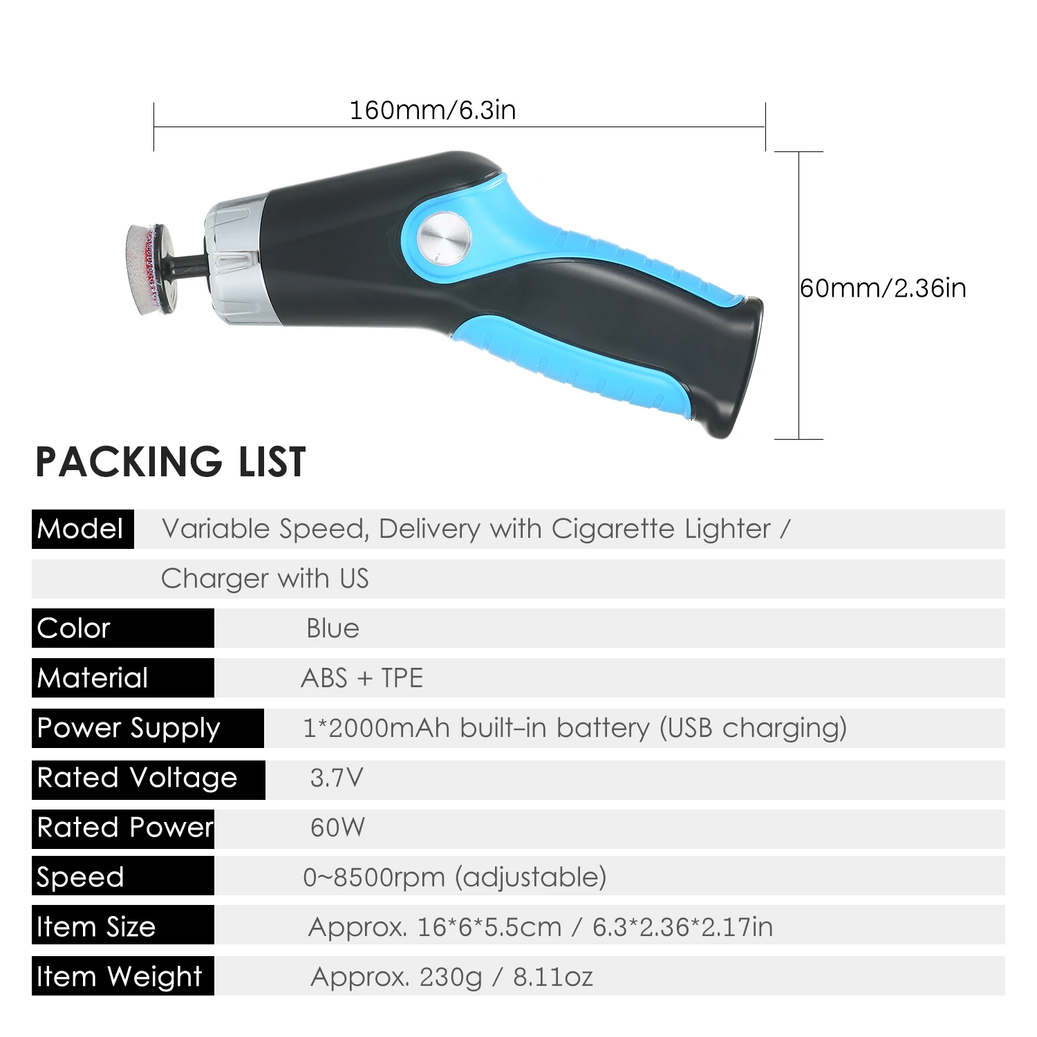 Mini Polishing Machine USB Charging 8500RPM Variable Speed Car Polisher Electric Polisher Cleaning Polishing Waxing Machine