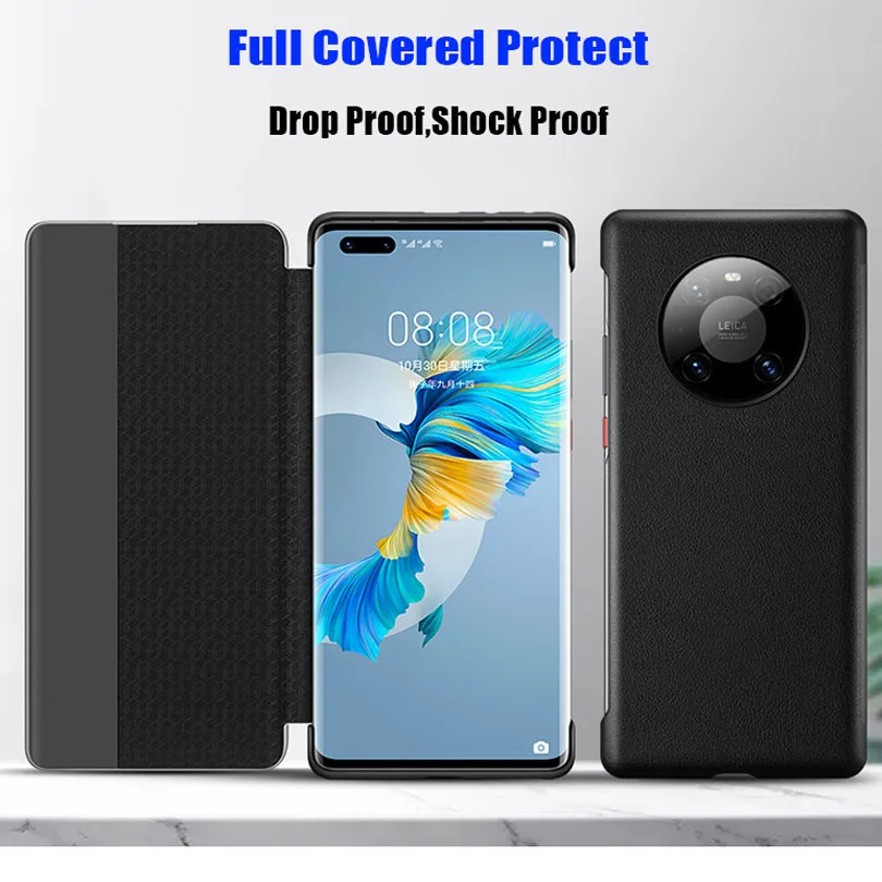 Official Original Smart View Call ID Leather flip Cover Case for HUAWEI Mate 50 40 Pro Plus Mate 30 Pro P20 P30 P40 P50 Pro