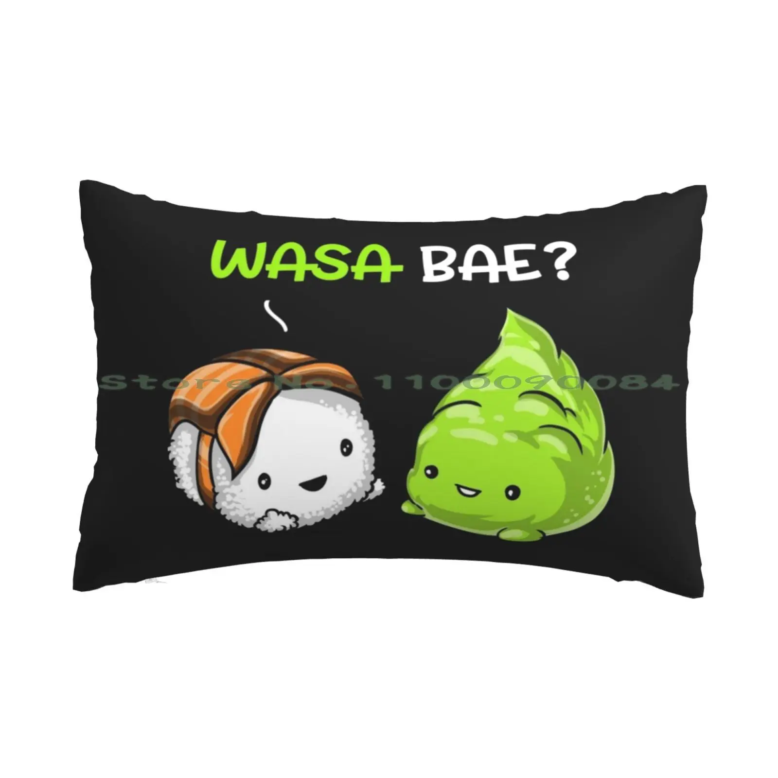 Sushi Wasabi Wasa Bae Pillow Case 20x30 50*75 Sofa Bedroom Kawaii Sushi Sushi Lover Wasabi Sushi Pun Funny Sushi Japanese Food