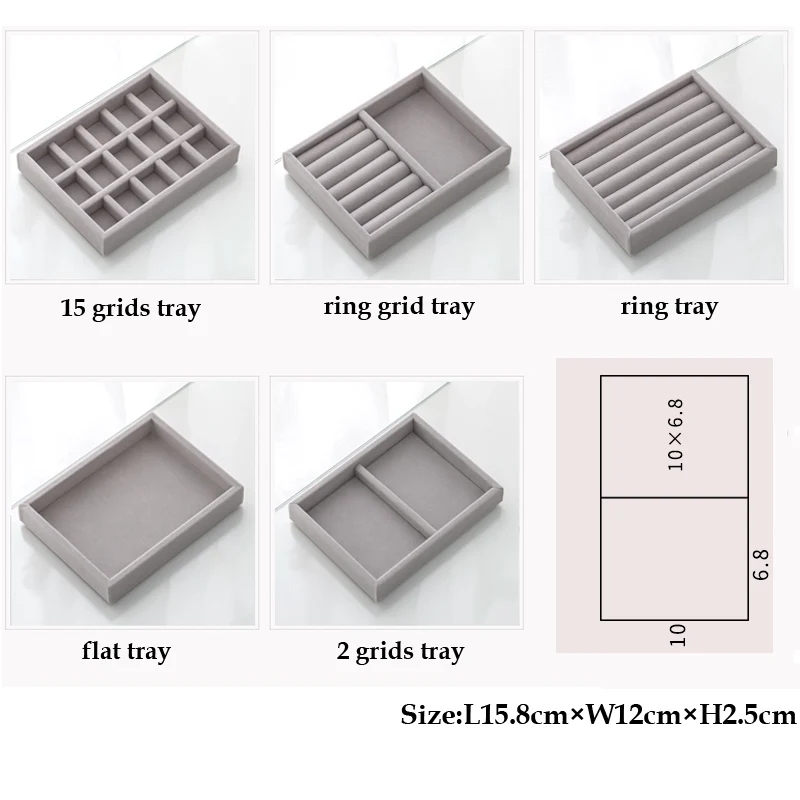 Wholesale Price Handmade  Jewelry Display  Jewellery Organizer Cosmetic Box Makeup Organizer Fully Wrapped High-grade Flannel