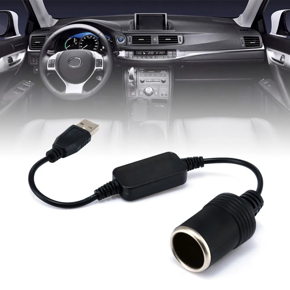 

Car Cigarette Lighter Socket USB 5V To 12V Converter Adapter Wired Controller Plug Connector Adapter Auto Interior Accessories