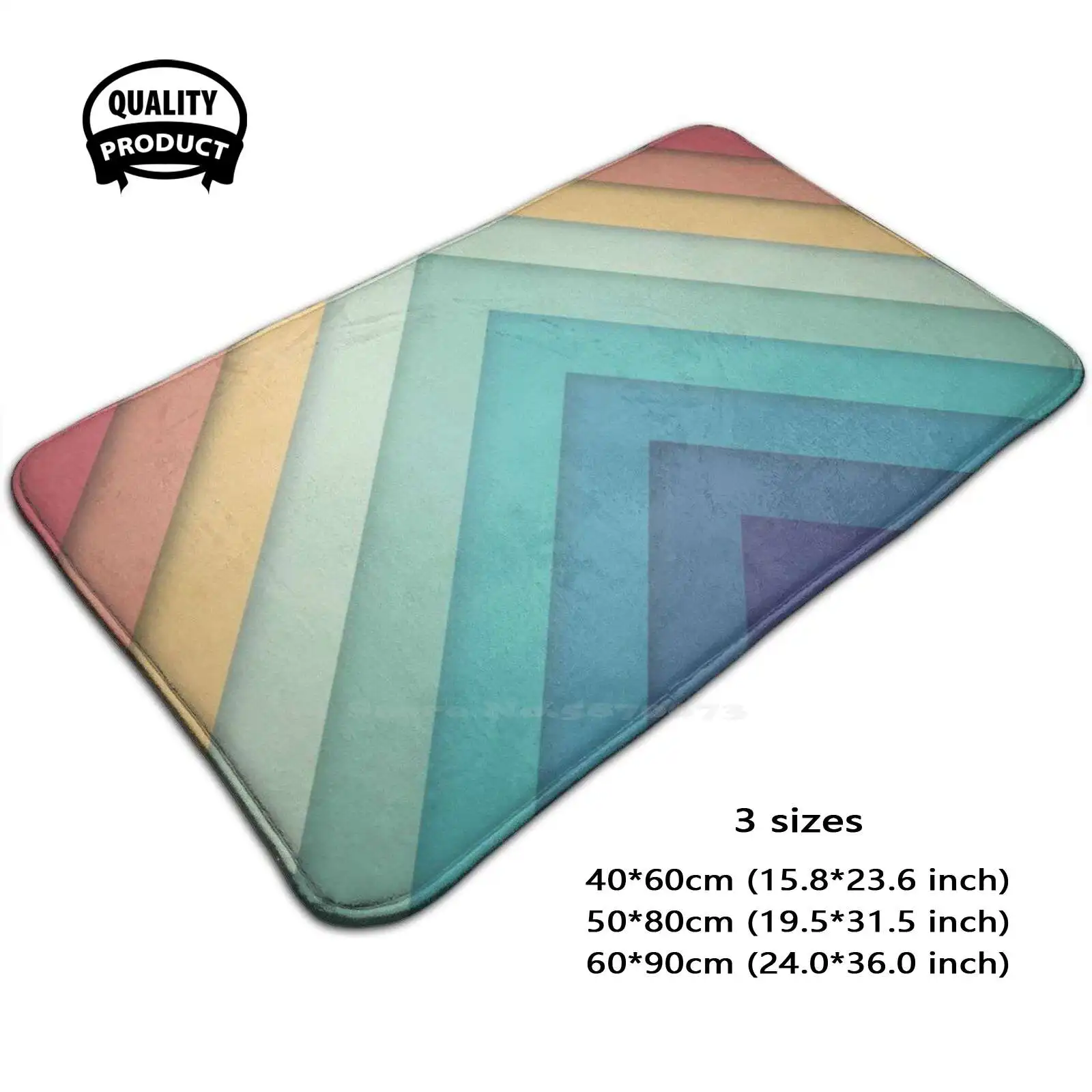 

Retro 002 Soft Cushion Home Carpet Door Mat Car Rug Retro 60S 70S Colours Gradient Pattern Lines Minimal Rainbow Pride Texture