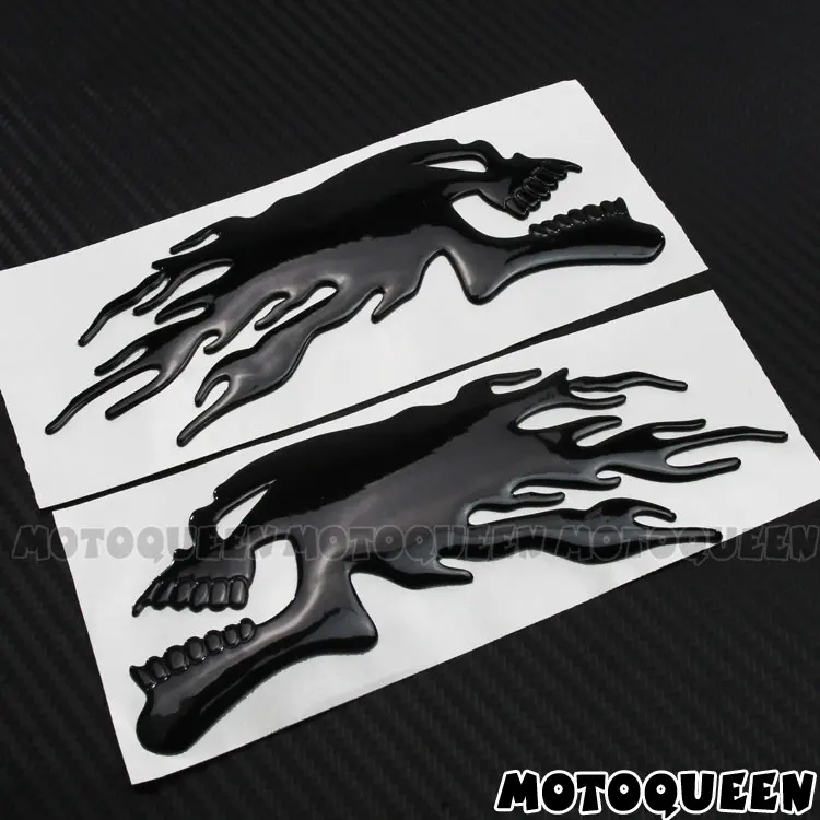 3D Chrome Ghost Skull Head Motorcycle Helmet Tank Pad Decor Windshield Stickers Flame Skulls Decals For Motorbike Auto Car